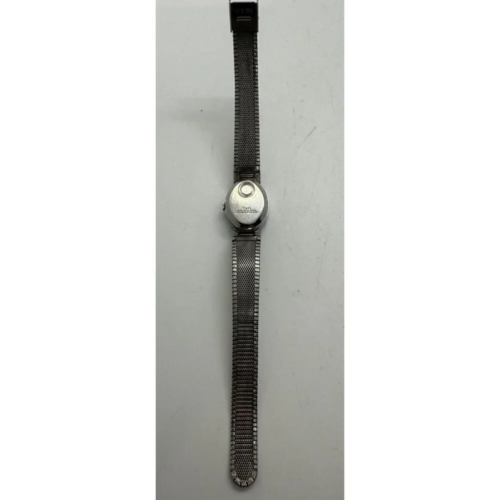 Vintage Women's Timex Electric Silver Tone Oval Watch Stainless Steel Bracelet